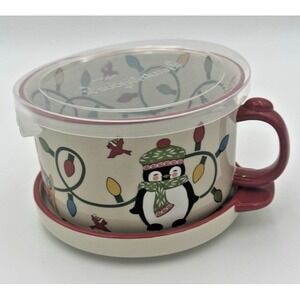 New Temp-tations Winter Whimsy‎ Mug Meal Bowl w/ Lid & Underplate 25 Oz NIB